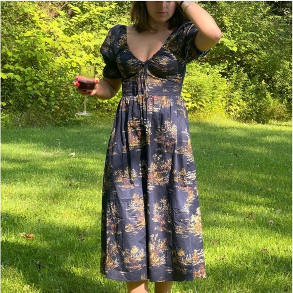 Hill House The Ophelia Nap Dress in Navy Equestrian Toile XS - Picture 6 of 14